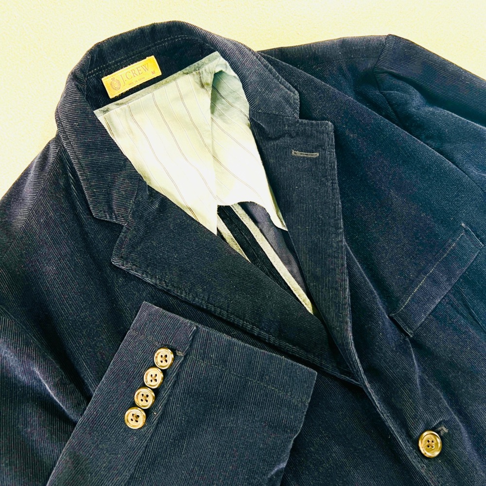 Vintage J.Crew Clayton Sportcoat Mens Size M Navy Blue Corduroy Blazer Preppy